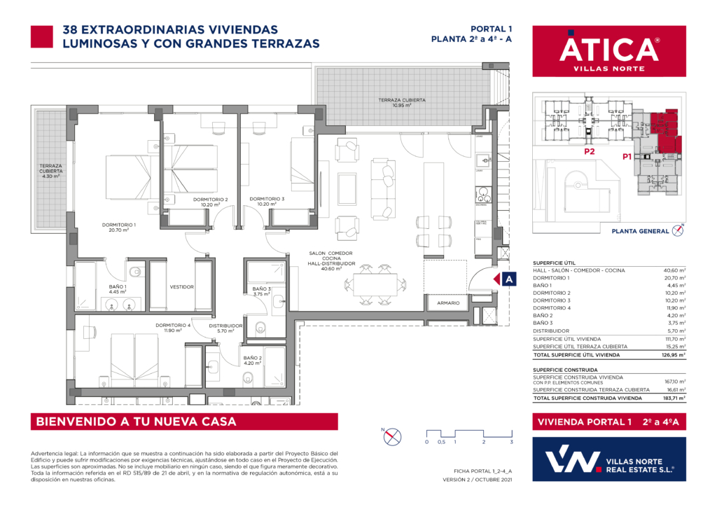 4 DORMITORIOS CON MAS DE 111,00 M2 UTILES DE SUPERFICIE